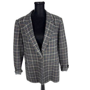 Vintage 90’s Requirements Wool Blend Checkered Blazer - Women’s 14